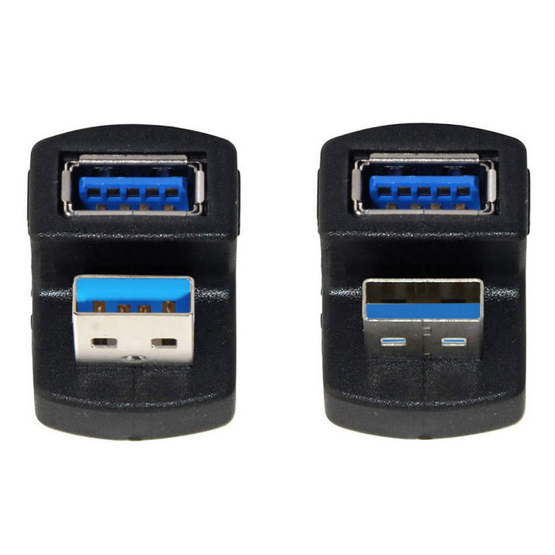CY USB Type A to Type A Adapter Up & Down Angled USB 3.0 Adapter A Male to Female Extension 180 Degree 5Gbps Black USB3.0 - LeoForward Australia