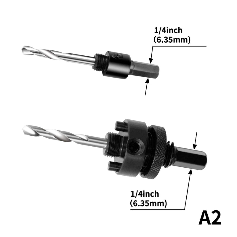 5PCS Hole Saw Arbor set,Hole Saw Heavy Duty Mandrel 0.39" Hex Shank,Quick Change Mandrel with 2PCS 70mm High Grade Pilot Drill Bits Replacement,Rugged Steel Construction with 2 Locking Pins - LeoForward Australia