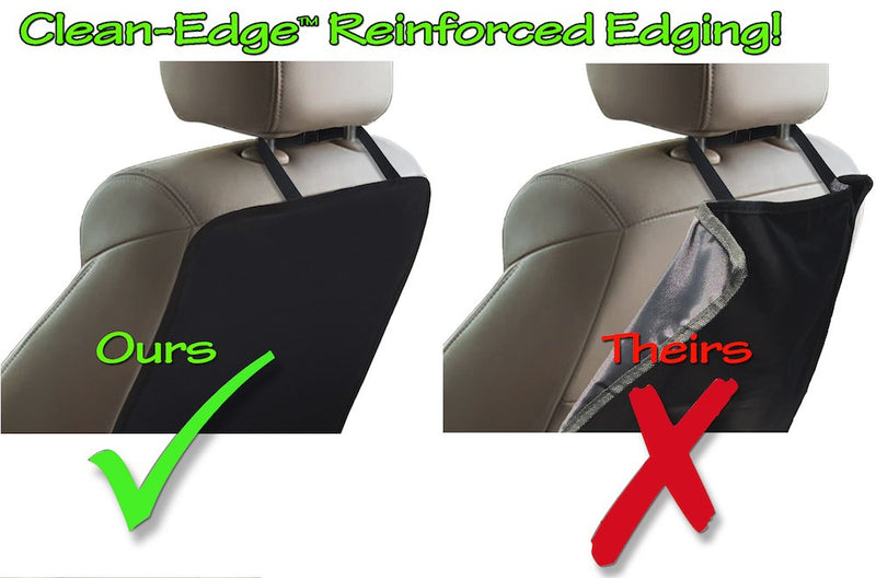  [AUSTRALIA] - Tike Smart Luxury Clean-Edge Kick Mat - Seat Back Protector and Seat Cover with Invisible Strap and Stiff Edging - Black (1 Mat) Large - No Pocket