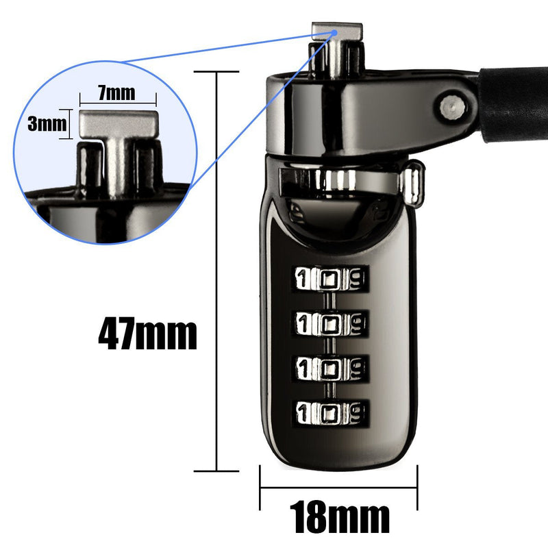  [AUSTRALIA] - I3C Laptop Cable Lock, 4 Digital Combination Lock, Security Computer Cable Lock, Anti Theft Combination Lock for iPad Tablet Laptop MacBook Dell HP Lenovo Samsung Android and Other Device password+black