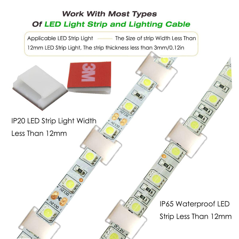  [AUSTRALIA] - LED Strip Light Mounting Self-Adhesive Bracket Clips For 8mm And 10mm Width Light Strips, LED Light Strip Clips, Cable Wire Organizer Clips For Vehicle,Office,Home and Camp (100-PACK White)