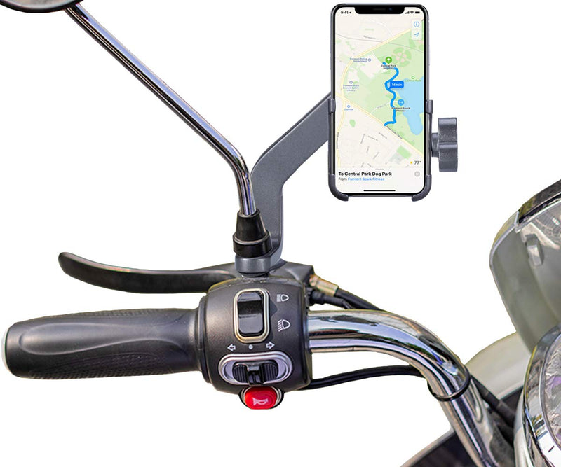  [AUSTRALIA] - Homeet Motorcycle Phone Mount, Metal Motorcycle Phone Holder Motorbike Rearview Mirror Smartphone Holder Mount Universal 【Φ10mm】- 360° Rotation Adjustable - Aluminum Alloy Metal Alloy