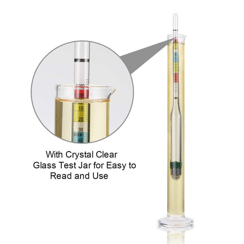 Circrane Hydrometer & Glass Test Jar Set, Triple Scale Alcohol Hydrometer with Glass Cylinder for Brew Beer, Wine, Mead and Kombucha, ABV, Brix and Gravity Test Kit, Home Brewing Supplies - LeoForward Australia