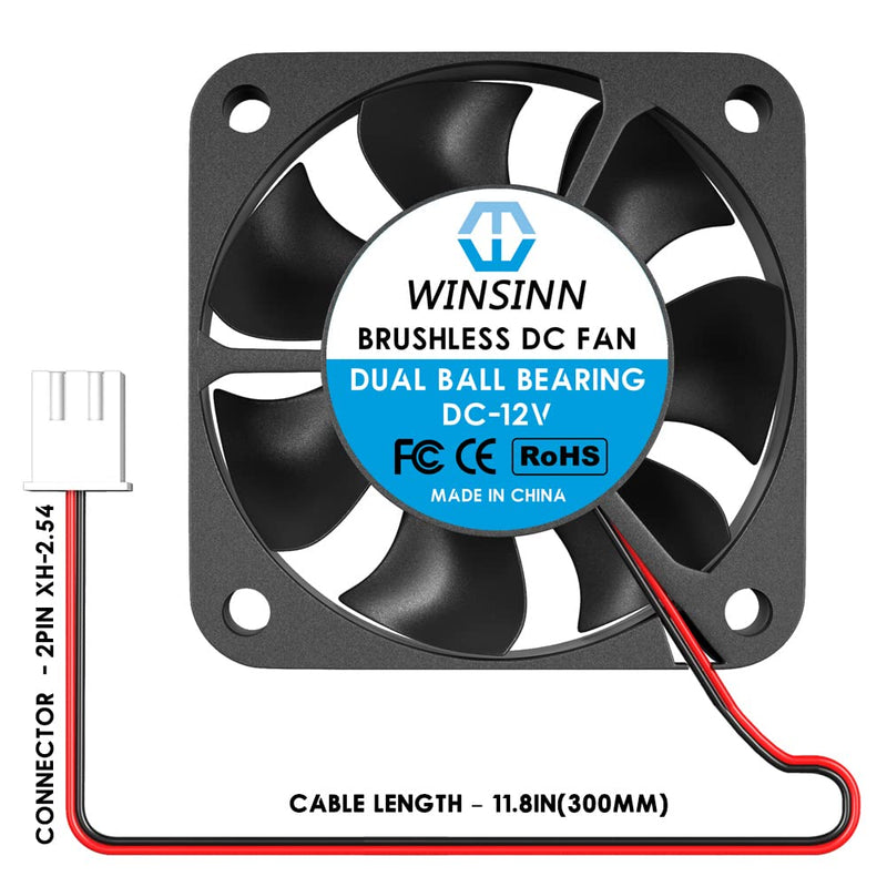  [AUSTRALIA] - WINSINN 40mm Fan 12V, 3D Printer Micro 12 Volt Fans 4010 Dual Ball Bearing, Brushless Cooling 40mmx10mm 2PIN (Pack of 5Pcs) DC 12V