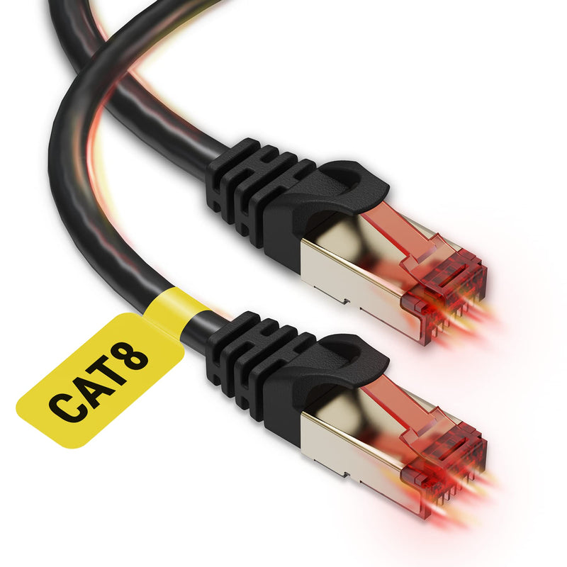  [AUSTRALIA] - Cat 8 Ethernet Cable 50ft - High Speed Cat8 Internet WiFi Cable 40 Gbps 2000 Mhz - RJ45 Connector with Gold Plated, Weatherproof LAN Patch Cord Cable for Router, Gaming, PC - Black - 50 feet 1