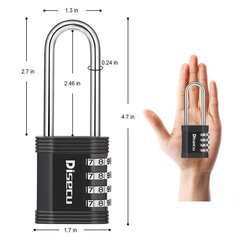  [AUSTRALIA] - Disecu 4 Digit Combination Lock 2.7 Inch Long Shackle and Outdoor Waterproof Resettable Padlock for Gym Locker, Hasp Cabinet, Gate, Fence, School (Black, Pack of 2) Black