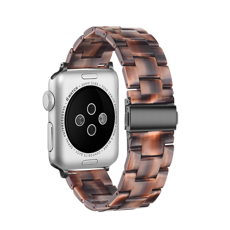 Light Apple Watch Band - Fashion Resin iWatch Band Bracelet Compatible with Stainless Steel Buckle for Apple Watch Series 6 Series SE Series 5 Series 4 Series 3 Series 2 1 (Chocolate, 38mm/40mm） - LeoForward Australia