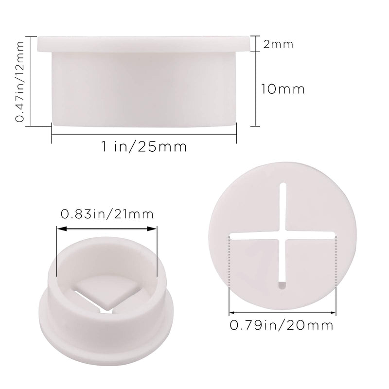  [AUSTRALIA] - AIEX 6pcs Flexible Silicone Cable Cord Grommet, 1 Inch White Rubber Grommets, Cable Wire Hole Cover for Office Home Computer Desk