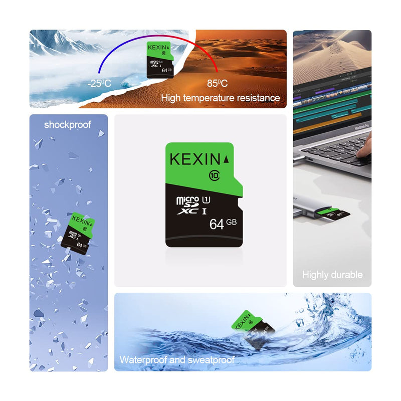  [AUSTRALIA] - KEXIN 10 Pack 64GB Micro SD Card Memory Card MicroSDHC UHS-I Memory Cards Class 10 High Speed Card, C10, U1, 64 GB 10 Pack 10 x 64G