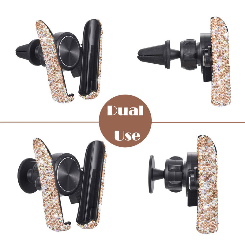  [AUSTRALIA] - ATMOMO Gold with AB Color Plated Bling Crystal Car Phone Mount Universal Air Vent Car Phone Holder Dashboard Phone Mount Stand Holder