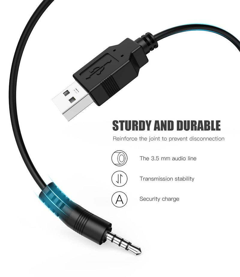  [AUSTRALIA] - BERLAT 3.5mm Male AUX Audio Jack to USB 2.0 Male Charge Cable Adapter Cord, 2pack Audio Car Stereo Jack Cables to USB 2.0, USB Connection Kit, for Music Player- 3.3ft（Support Data Transmission）