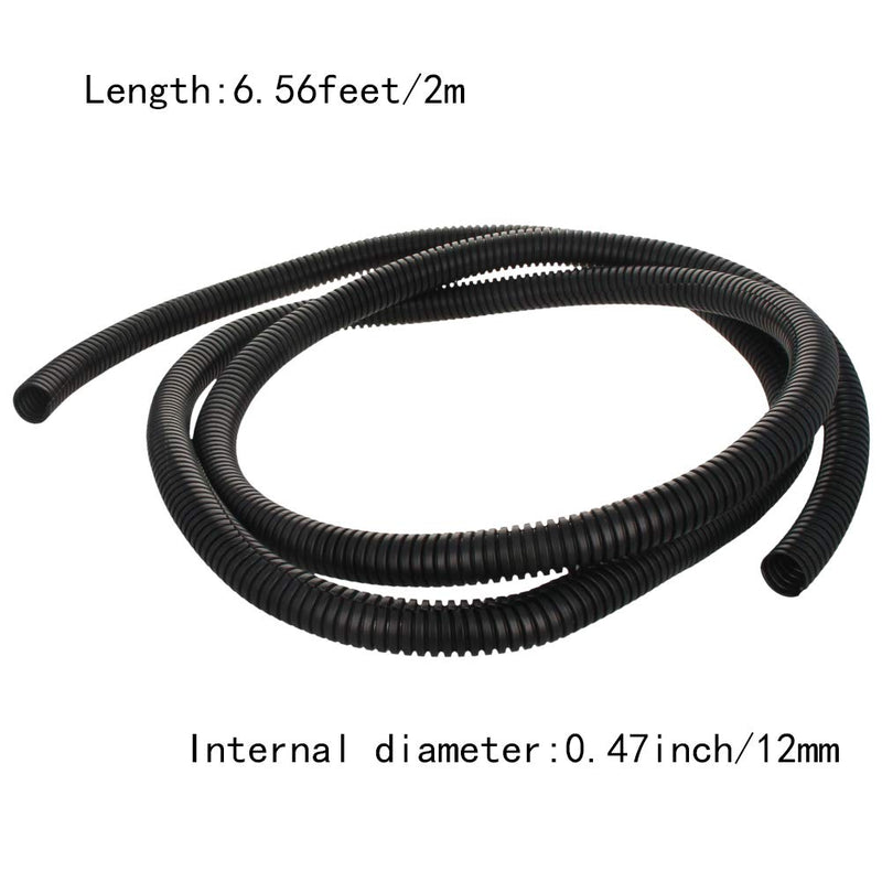  [AUSTRALIA] - Aicosineg Cable Sleeves 6.56 ft 1/2 Inch Electrical Conduits Split Wire Loom Tubing Corrugated Tube Polyethylene Hose Cover for Home Outdoor Automotive Marine Wire Harness Wrap Black 1PCS 12mmx2m