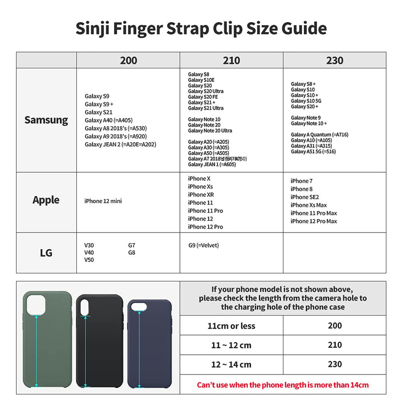 Sinjimoru Stretching Silicone Phone Strap as Cell Phone Grip Holder, Reusable Slim Cell Phone Holder for Hand with Clip for Galaxy & iPhone Case. Sinji Finger Strap Clip Black, 200 - LeoForward Australia