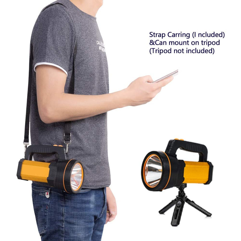 [AUSTRALIA] - Powerful Led Flashlight High Lumens Rechargeable , Super Bright Handheld Spotlight Large Battery 8800 mah Ultra Long Lasting Portable Searchlight for Emergency Camping Aluminum Alloy Black