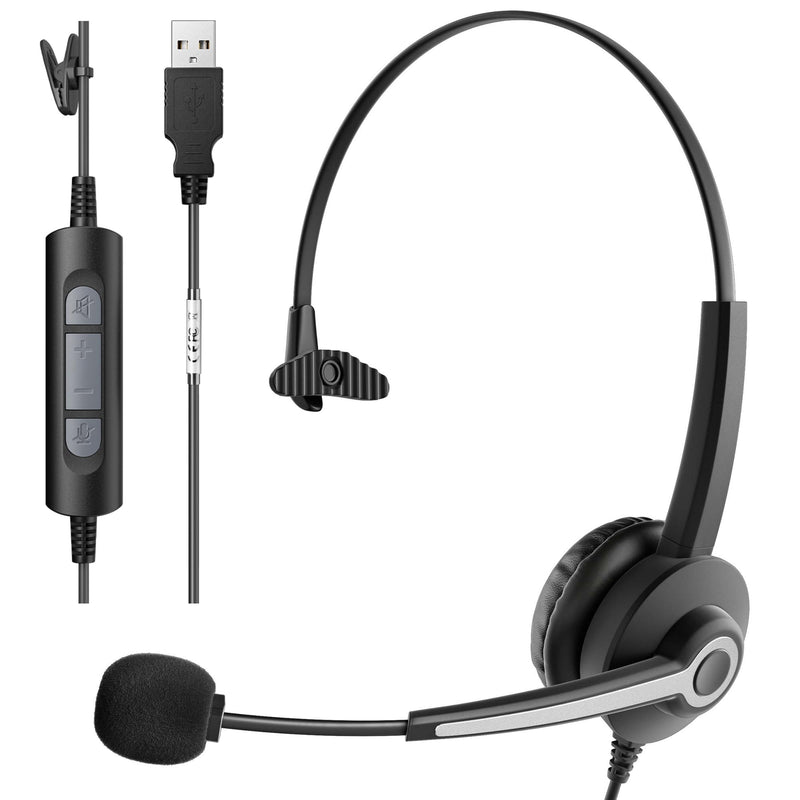  [AUSTRALIA] - Wantek Monaural Corded USB Headsets with Noise Cancelling Mic and in-line Controls, UC Business Headset for Skype, SoftPhone, Call Center, Crystal Clear Chat, Super Lightweight, Ultra Comfort (UC681) Monaural UC681