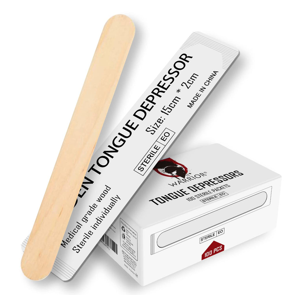  [AUSTRALIA] - WARRIOR® STERILE EO Gas Sterilized Disposable Wooden Tongue Depressors (Pack of 100)