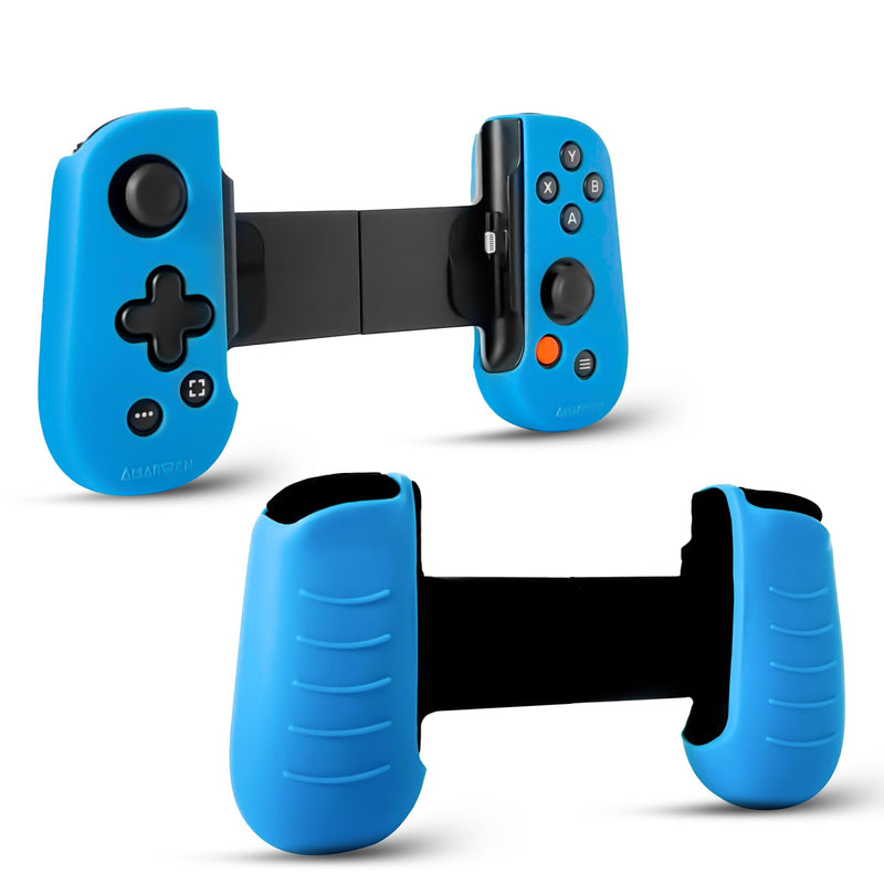  [AUSTRALIA] - AMARWEN Grip and Protection for Backbone Controller : Ergoomic Silicone Cover Sleeve Shell Skin - Anti-Slip Hold for Improved Gaming Experience [for iPhone ONLY] Blue - Thicker Grip