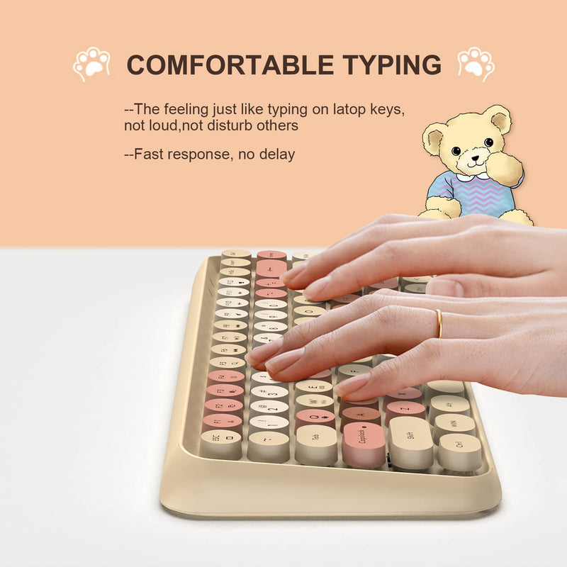  [AUSTRALIA] - FELiCON Wireless Bluetooth Keyboard Mini Portable 84-Key Keyboard Compatible with Android, Windows, PC, Tablet-Dark, Perfer for Home and Office Keyboards (Milk Tea Color) Milk tea color