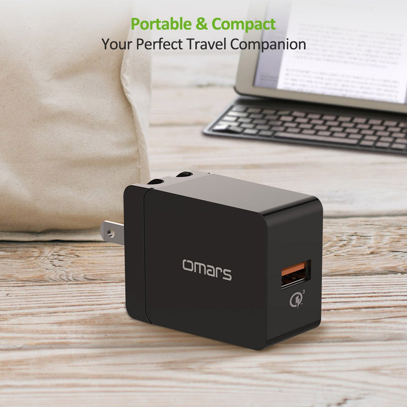  [AUSTRALIA] - USB Wall Charger Quick Charge 18W, QC 3.0 Adapter Omars Portable Travel iPhone Charger Plug Fast AC Power Adapter Compatible Samsung, iPhone X/8/7, iPad, AirPods Pro More