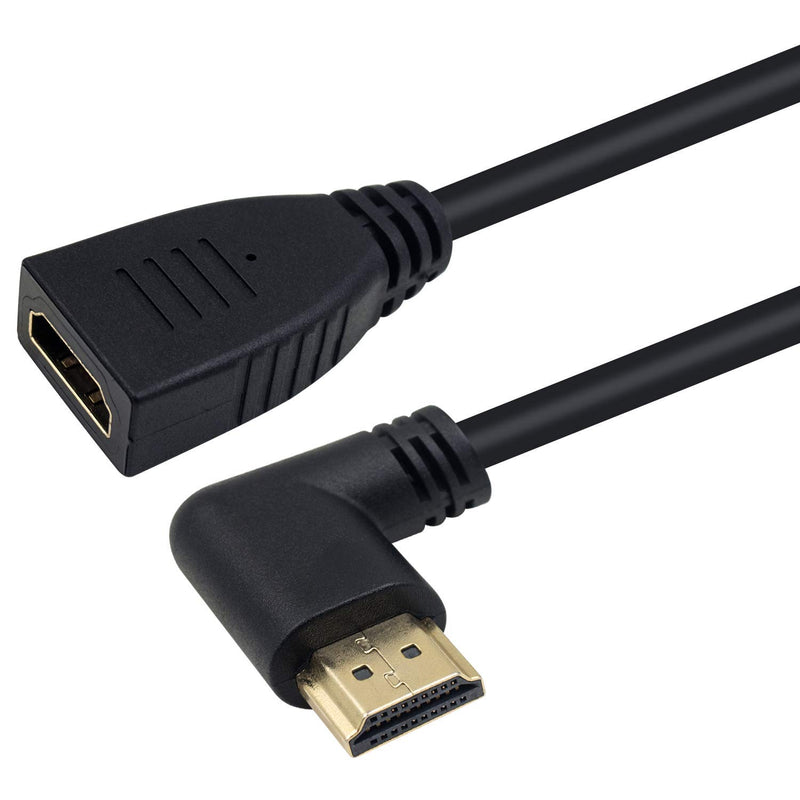 Poyiccot HDMI 2.0 Extension Cable 90 Degree, 2 Feet / 60cm HDMI Extender High Speed Left Angle HDMI Male to Female Extension Cable 60Hz, 4K 2K (F/M Left) - LeoForward Australia