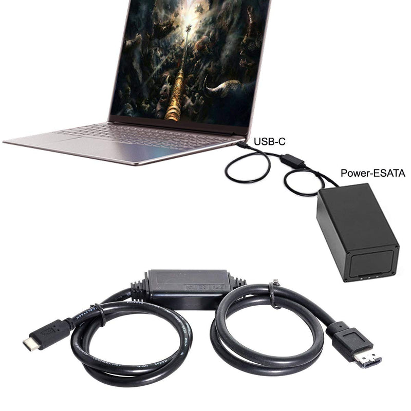  [AUSTRALIA] - Xiwai USB-C Type-C to Power Over eSATA DC5V Adapter USB3.0 to HDD/SSD/ODD eSATAp Converter