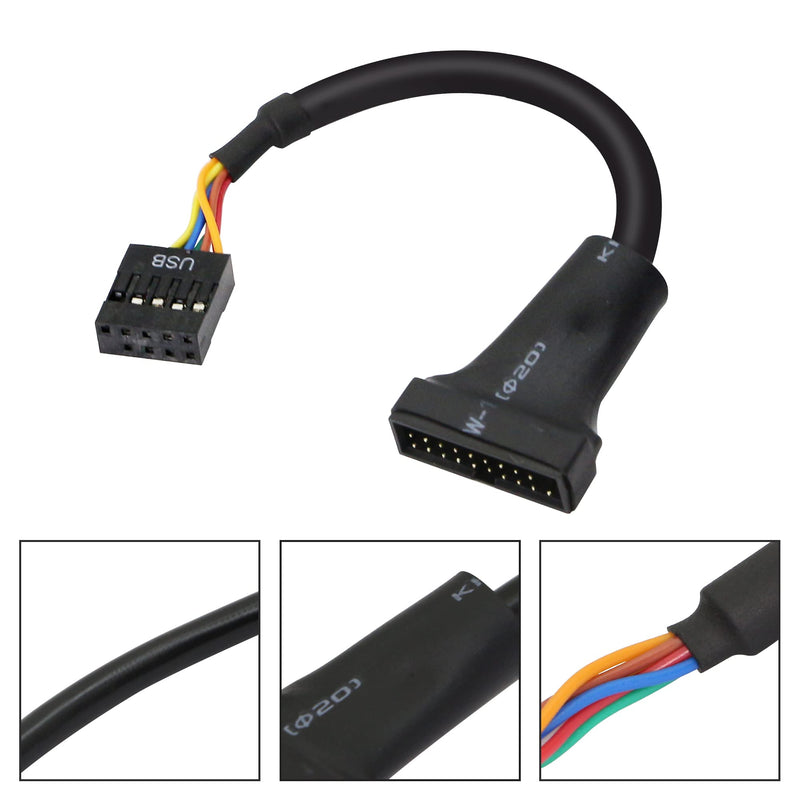  [AUSTRALIA] - YACSEJAO USB 20Pin to 9pin Cable USB 3.0 19Pin Male to USB 2.0 9Pin Female convertor Computer Cable Connector for Motherboard（2Pack）