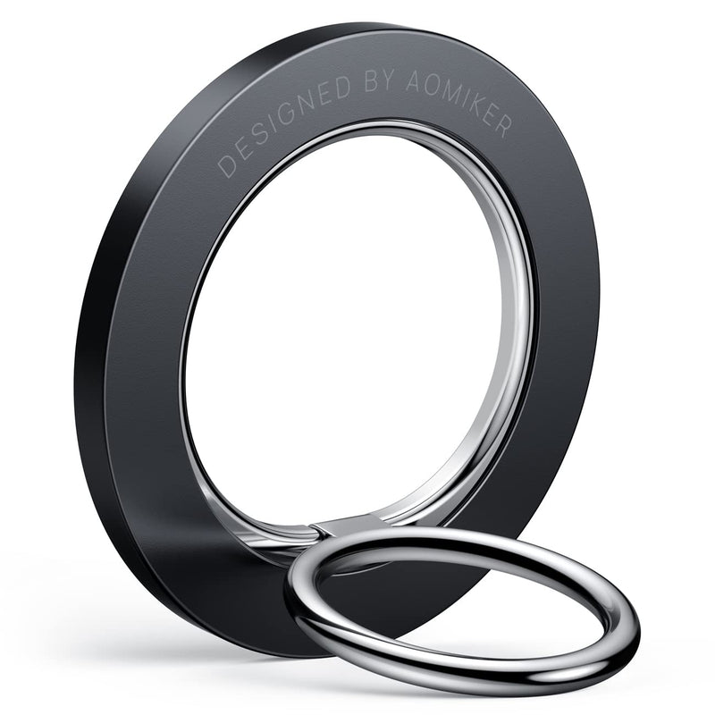  [AUSTRALIA] - Aomiker Magnetic Phone Ring Holder for MagSafe - Phone Ring Grip [Inner Ring 360° Rotation & Super Magnetic Force] for iPhone 14 13 12 Pro/Pro Max/Plus/Mini, Other Devices Use with Iron Plate - Black
