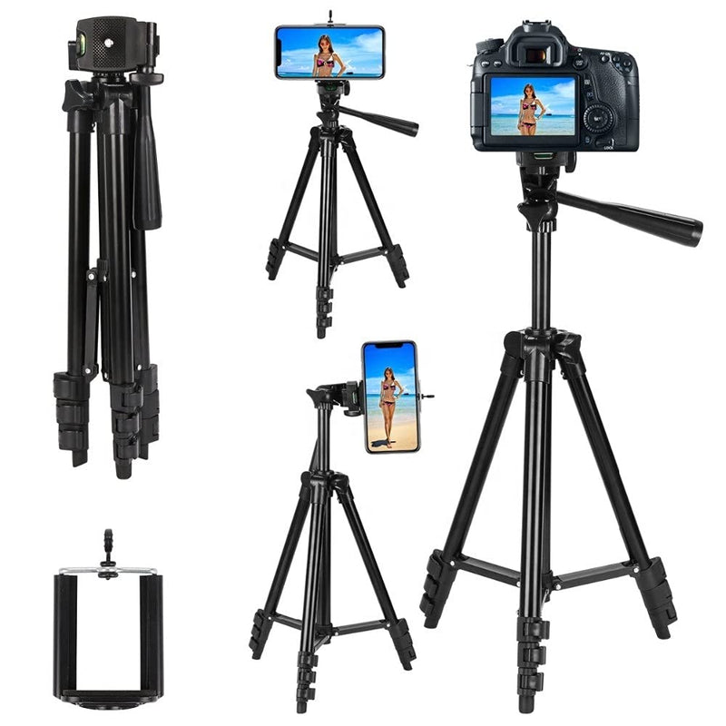  [AUSTRALIA] - Hocwell Durable & Extendable Tripod for Phone Camera Stand 48" Mobile Phone Selfie Tripod Lightweight Travel Tripod Stand with Phone Clamp Carry Compatible with Tablet/Cell Phone/Camera