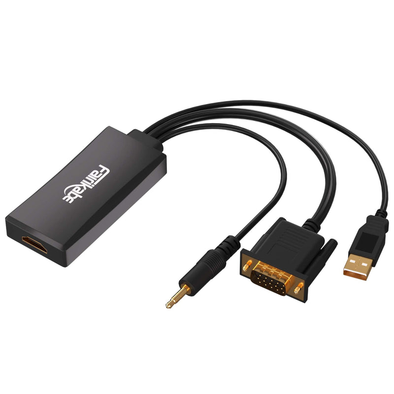  [AUSTRALIA] - VGA to HDMI Adapter with Audio, (PC VGA Output Source to TV/Monitor with HDMI Input Display), Fairikabe VGA Male to HDMI Female Converter for Monitor, 1080p VGA HDMI Adapter USB Powered