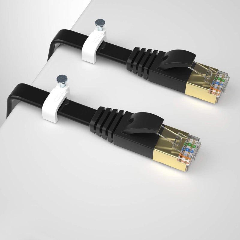  [AUSTRALIA] - Flat Cat7 Ethernet Cable(2 Pack) SHD Network Patch Cable FTP/STP LAN Cable Computer Patch Cord-6 Feet 6FT 2PK