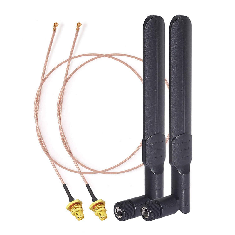 Bingfu Dual Band WiFi 2.4GHz 5GHz 5.8GHz 8dBi RP-SMA Male Antenna 30cm 12 inch RG178 U.FL IPX IPEX to RP-SMA Female Cable 2-Pack for WiFi Router Wireless Mini PCI Express PCIE Network Card Adapter - LeoForward Australia