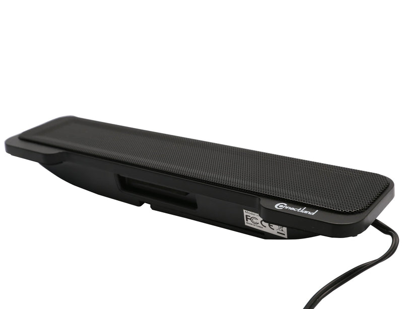 Syba USB Powered 3.5mm Audio Laptop Speaker CL-SPK20138 Clip-On Soundbar - Portable Compact Travel Stereo Speaker Bar Design Uses USB for Power 3.5mm Jack for Audio Black. - LeoForward Australia