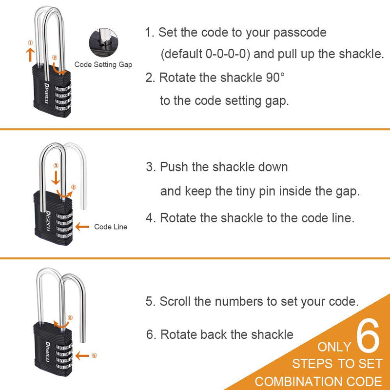  [AUSTRALIA] - Disecu 4 Digit Combination Lock 2.7 Inch Long Shackle and Outdoor Waterproof Resettable Padlock for Gym Locker, Hasp Cabinet, Gate, Fence, School (Black, Pack of 2) Black