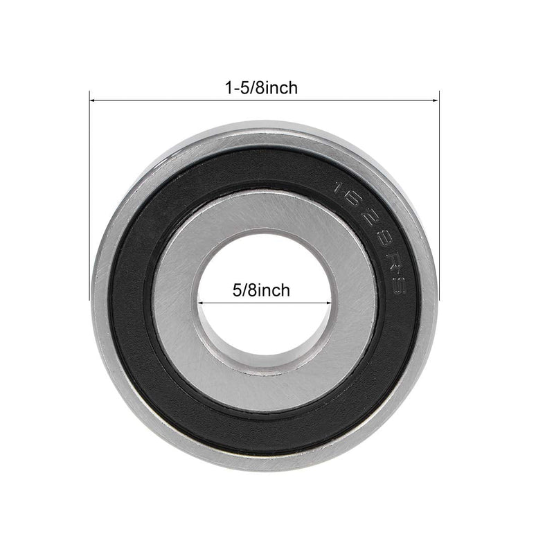  [AUSTRALIA] - uxcell 1628-2RS Deep Groove Ball Bearings Z2 5/8 X 1-5/8 X 1/2inch Double Sealed Chrome Steel 2 Pcs 5/8"x1-5/8"x1/2"