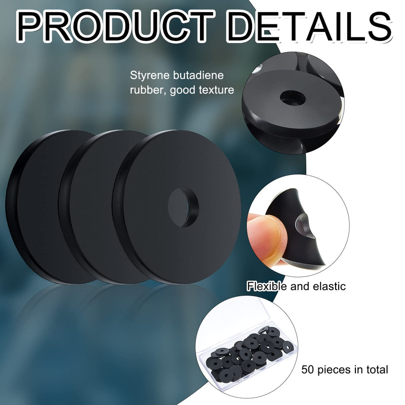  [AUSTRALIA] - Rubber Washer Heavy Duty Abrasion Resistant Rubber, 1 OD x 1/4 ID x 1/8 Thickness Rubber Flat Washer Flat Rubber Grommets Black Rubber Washers for Bolts Spacers, Vibration Suppression (50) 50