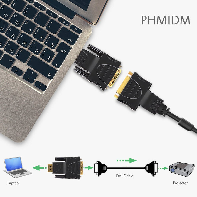  [AUSTRALIA] - Pyle Home HDMI to DVI Connector Adapter-DVI Male 18 Pin to HDMI Female 19 Pin 24K Gold-Plated Connectors,PVC Jacket,Hook Up Blu-ray Player,TV Box,Game Console to TV,Monitor,HDTV and Projector - PHMIDM