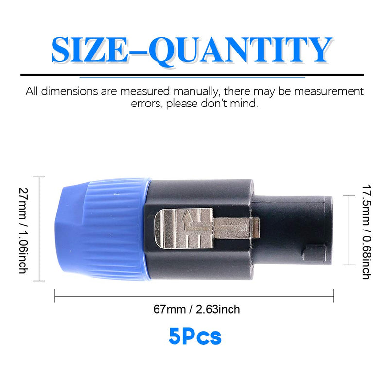  [AUSTRALIA] - Glarks 5 Pack 4 Pole Audio Speakon Cable Mount Connector Twist Lock Speaker Plug Compatible with Neutrik Speakon NA4LJ, NA4LJX, NL4MP, NL4MPR, NL4FC, NL4FX, NL4 & NL2 Series, NL2FC