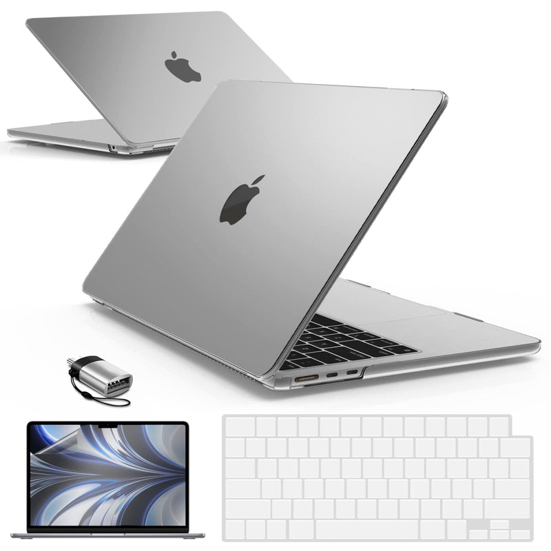  [AUSTRALIA] - IBENZER Compatible with M2 2022 MacBook Air 13 inch case, Model A2681, Hard Shell Case & Keyboard Cover & Screen Film& Type-C Adapter for New M2 Mac Air 13.6 in, Clear, AT13-KK-CL+2TC For M2 2022 Macbook Air 13" A2681 Frost Clear