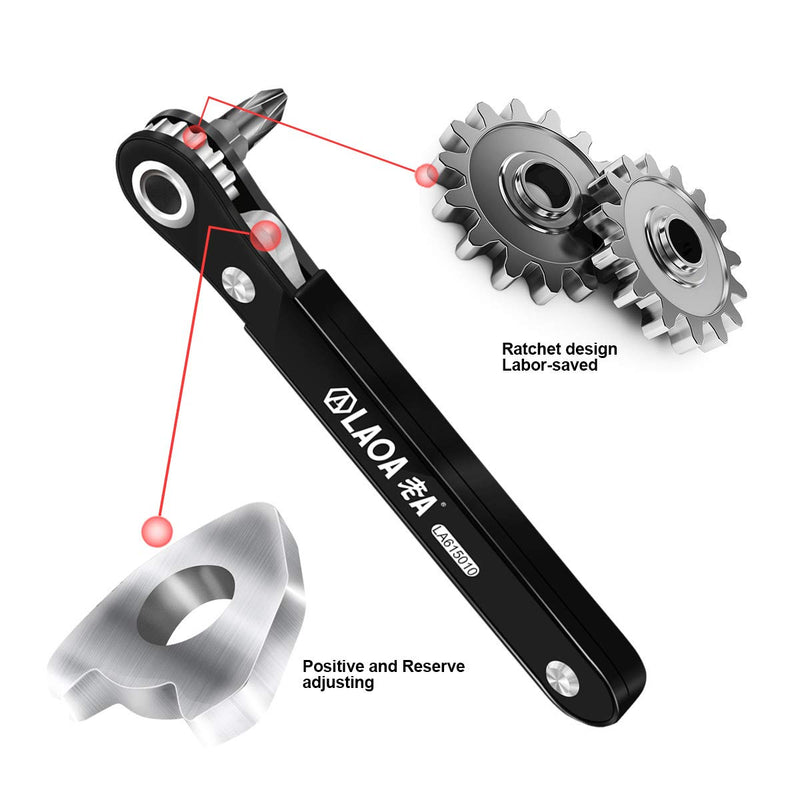  [AUSTRALIA] - LAOA 10pcs Mini Ratchet Bits Set Tight Space Torque Screwdriver Close Quarters 1/4 Micro EDC Tool Reversible Drive Handle