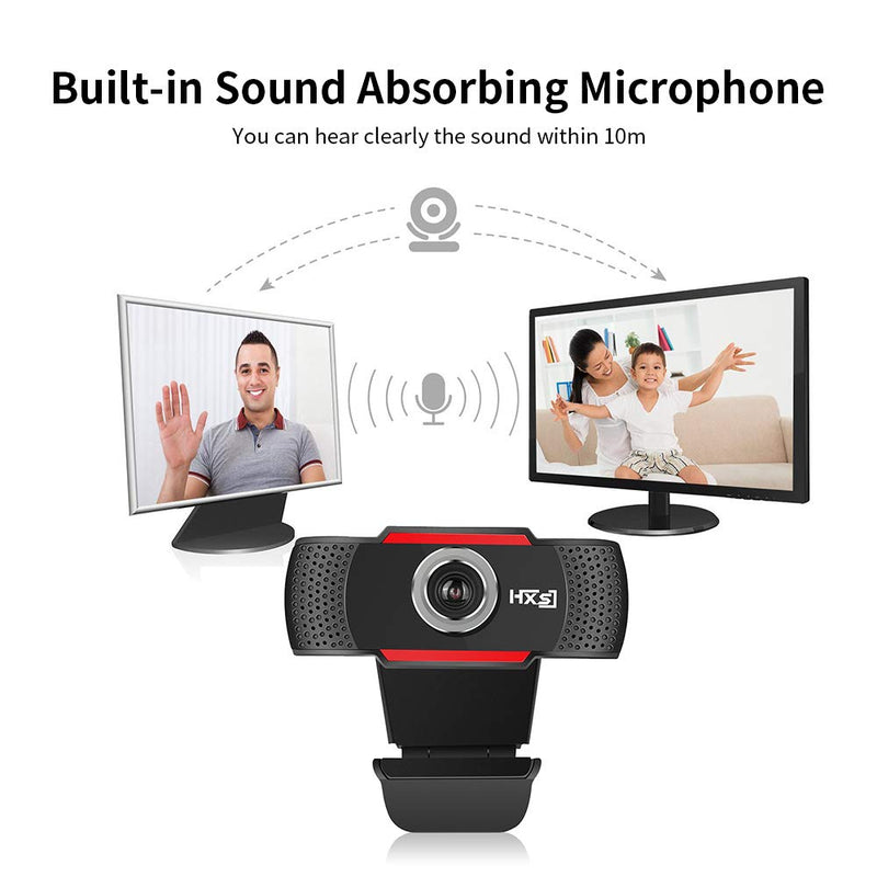  [AUSTRALIA] - HXSJ HD 1080P PC Webcam USB Mini Computer Living Streaming Camera Built-in Microphone, Flexible Rotatable Clip for Laptops Desktop and Gaming Webcam