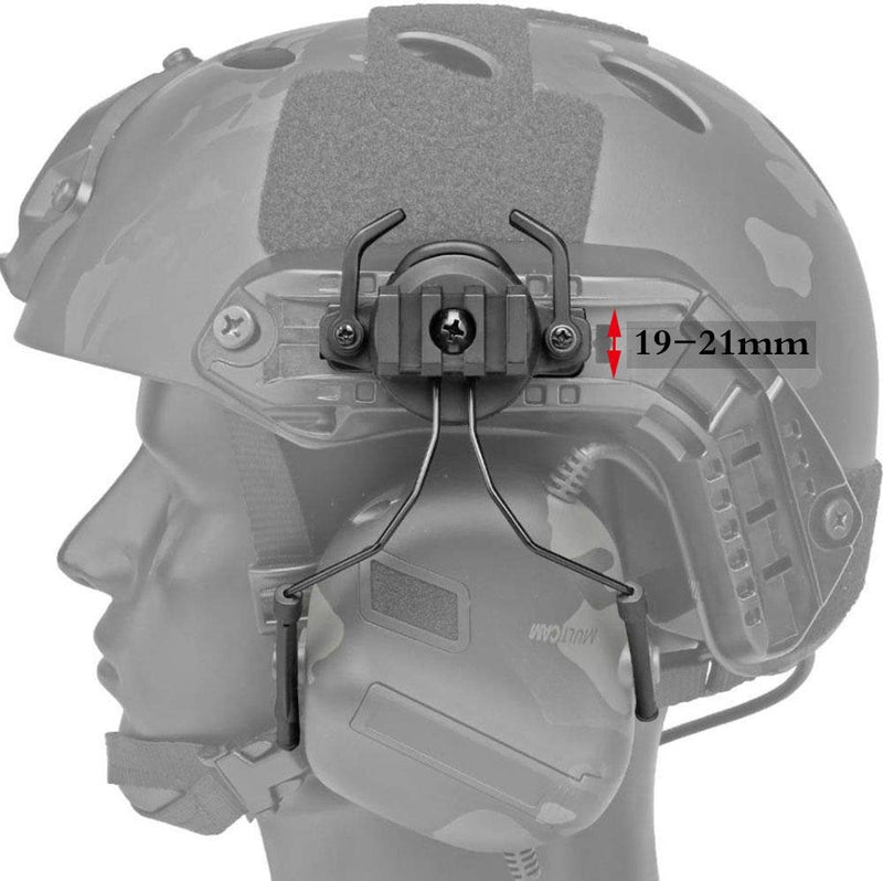  [AUSTRALIA] - JFFCESTORE Tactical Helmet Headset Support ARC Adapter/Tactical Helmet Rail (19-21mm) Suspension Headphones Bracket left & Right Side Attachments For Peltor Comtac （Black） Black