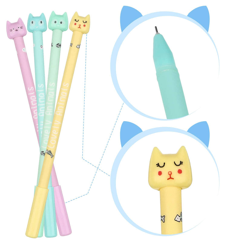  [AUSTRALIA] - 4 Pieces Milk Bottle Style Correction Tape Writing Correction Tape Eraser and 4 Pieces Cute Cartoon Cat Pens Black Writing Gel Ink Pen for Kids Students, School Stationery Office Supplies