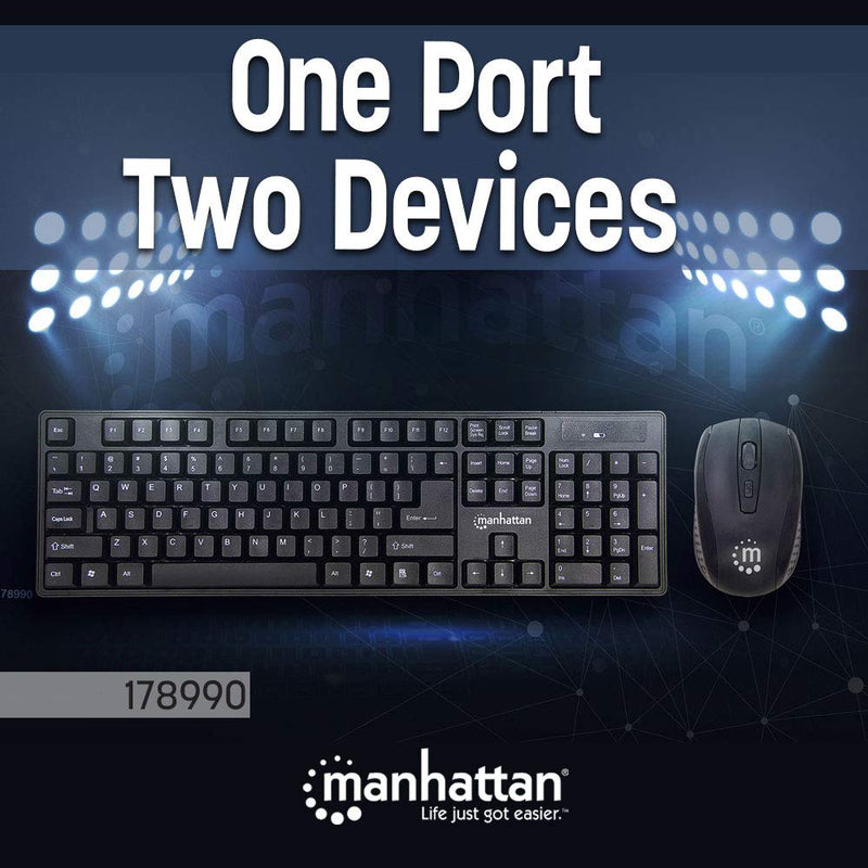 Manhattan Wireless Keyboard and Mouse Combo - Full-Size USB Wireless Keyboard Mouse Set with 2.4GHz Dongle for PC Computer Laptop - Compatible with Windows and Mac – 3 Year Warranty - Black 178990 - LeoForward Australia