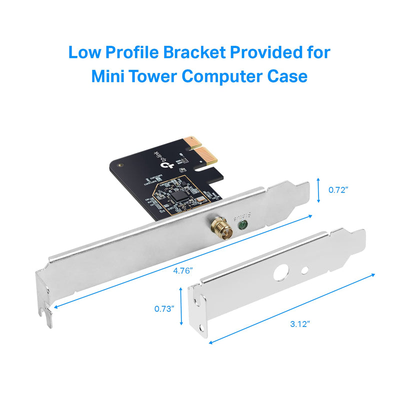  [AUSTRALIA] - TP-Link PCIe WiFi Card AC600 for Desktop PC, Dual Band Wireless Internal Network Card(Archer T2E) High-Gain Antenna, MU-MIMO, WPA3, Low Profile, Supports Windows 10