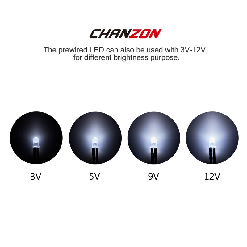  [AUSTRALIA] - [UL Wire] Chanzon 20 pcs Pre-Wired 5mm White LED Diode Lights (Round Diffused Frosted Lens DC 12V) with 560 ohms 1/4W Resistor and 24awg Wire Indicator Light Emitting Diodes Lighting 5mmled B) White-white (20pcs)