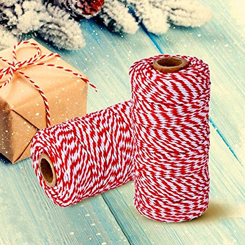  [AUSTRALIA] - 328 Feet Red White Gift Twine String Mothers Day Gift Twine Cotton Bakers Twine Crafts Gift Twine Durable Packing String