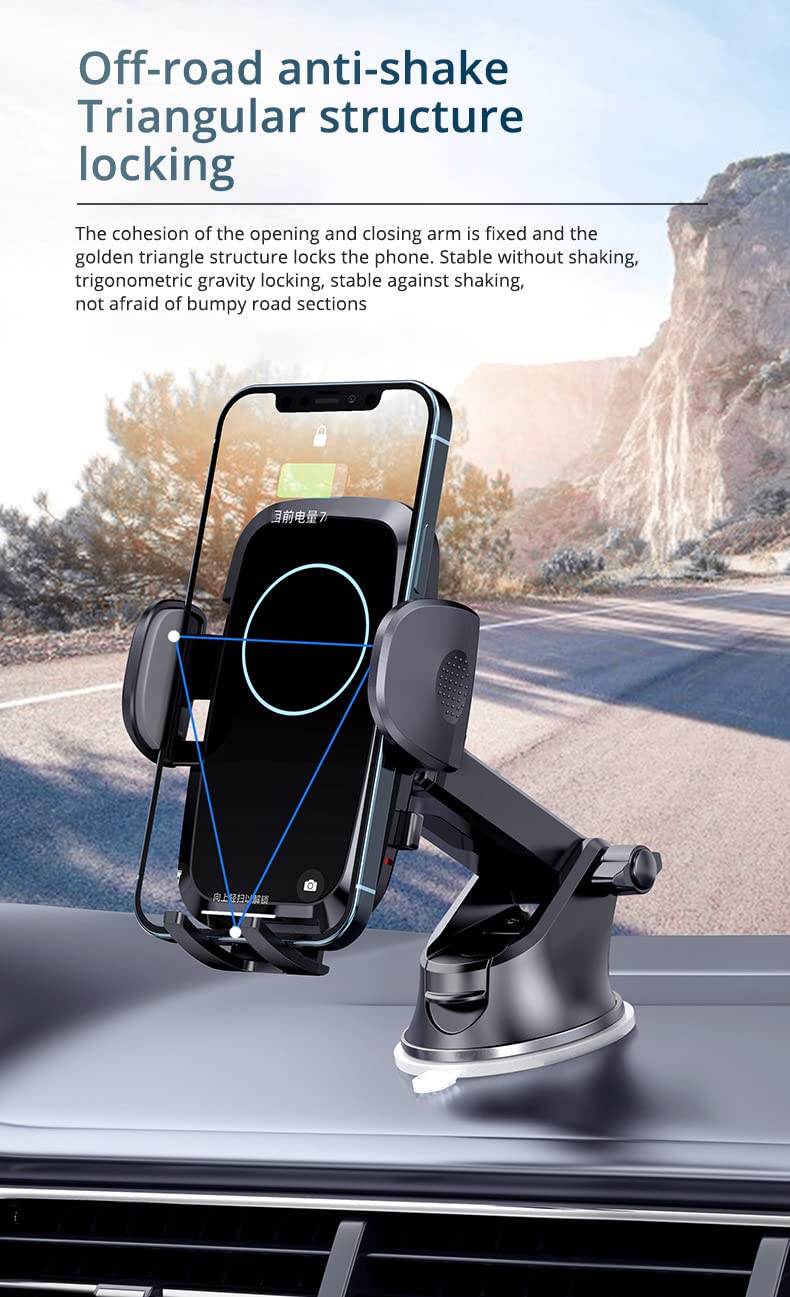  [AUSTRALIA] - Hand Control (Manual Clamping) Wireless Car Charger, 15W Fast Charging Phone Holder for iPhone 14 13 12 11 Pro Max Xs, Galaxy S23 Ultra S22 S21 S20 Note 9, Suction Cup, Air Vent Mount