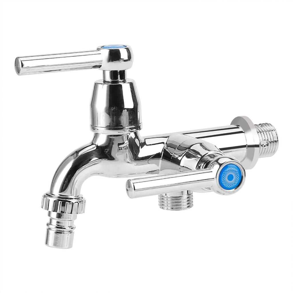  [AUSTRALIA] - Cilnvenie Faucet Washing Machine Faucet Sink Faucet with Double Spout & Handle G1/2 (Straight Handle)