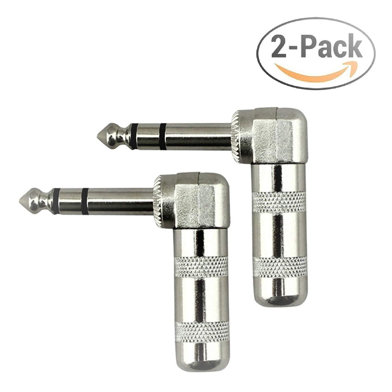  [AUSTRALIA] - 2Pack 6.35 mm (1/4") HUASEN Male Right Angle TRS Stereo Audio Plug for Guitar Cable Solder Connector Not Adapter Need Soldering 1/4 TRS Plug 2PCS