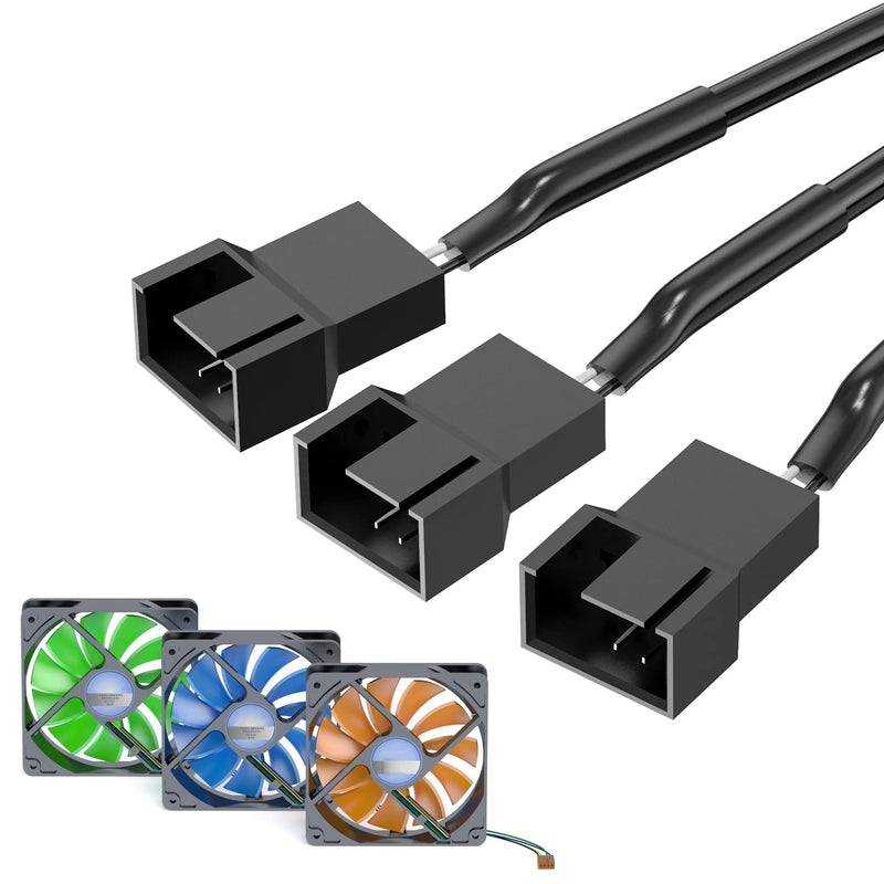  [AUSTRALIA] - PC Fan Adapter, DC Power Supply Fan Splitter Cable, DC Female to 3 x 3/4 Pin